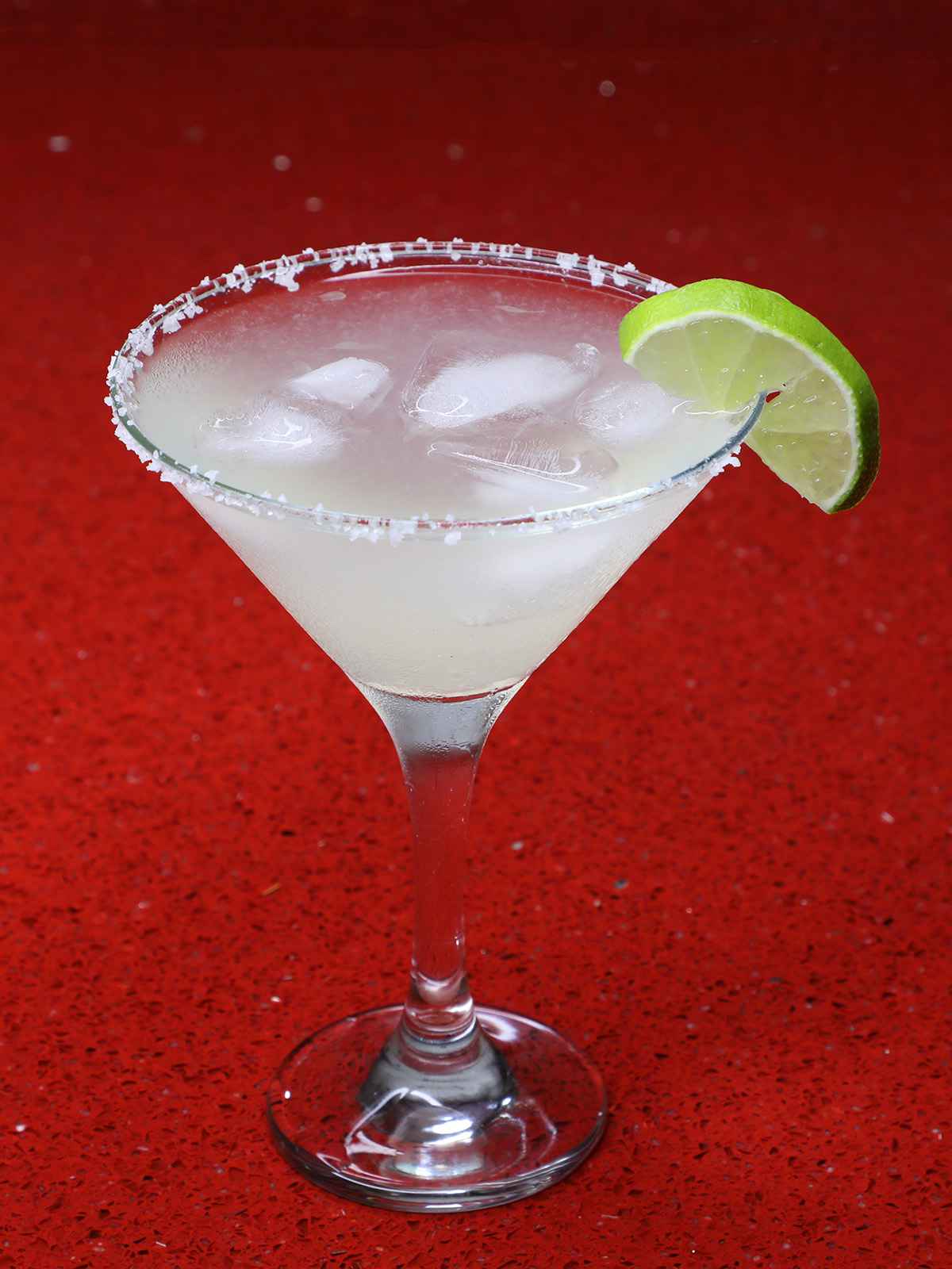 Classic margarita with salted rim and lime